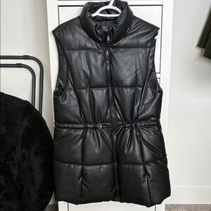 Ci Sono Black Faux Leather Puffer Vest